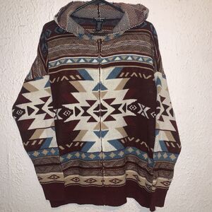 Wrangler Retro Southwest Aztec Print Full Zip Women's Jacket S Maroon Brown Blue